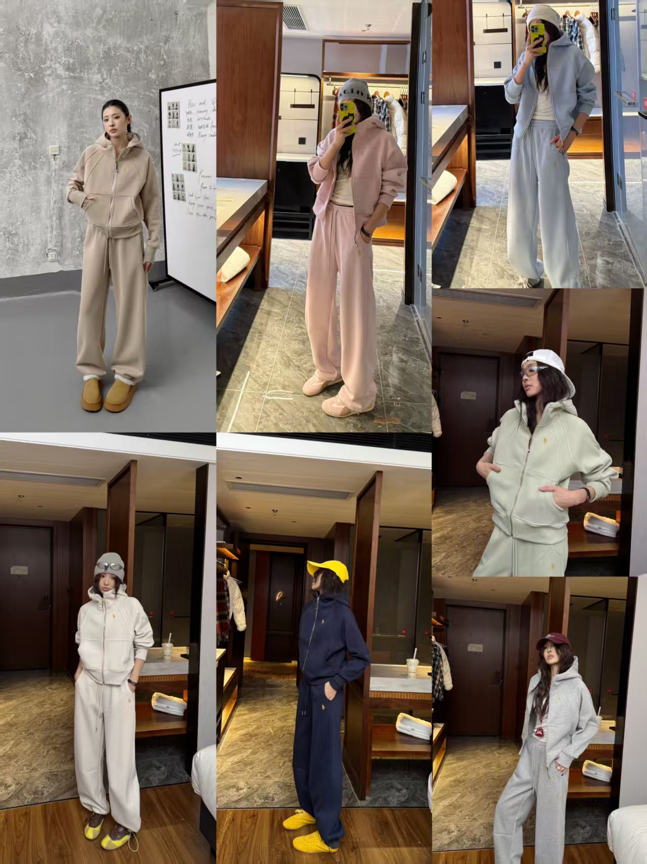 【冬日小火炉】冬款加绒时尚拼接连帽开衫卫衣套装XJ-9218 