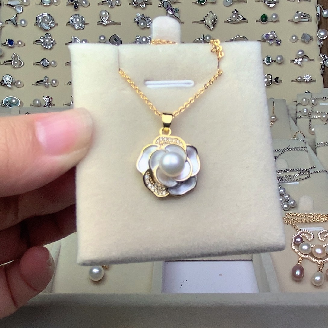 银S925镶嵌耳饰淡水珍珠