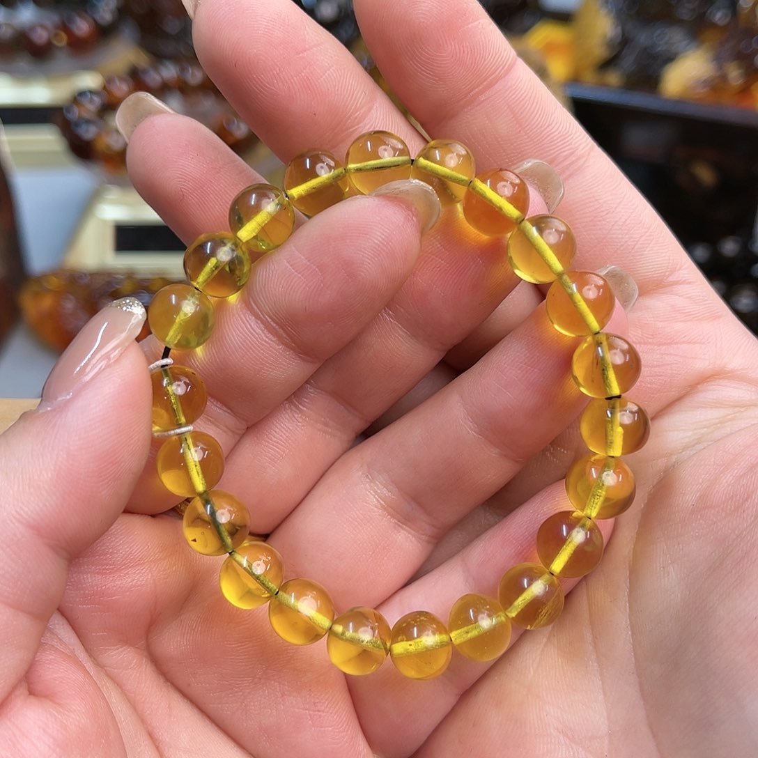 琥珀手链未镶嵌缅甸琥珀金珀手串9m