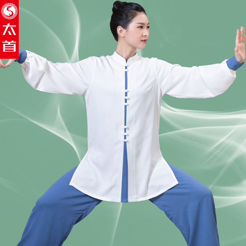 陈家沟春秋夏季新款铜氨丝中长款太极服长袖服装八段锦太极运动服