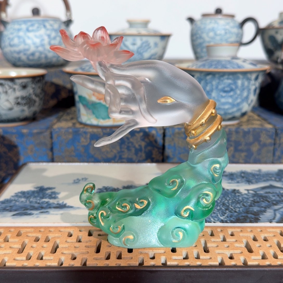 心缘堂琉璃红色莲花手