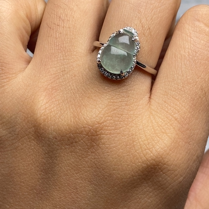 翡翠戒指银S925镶嵌戒指