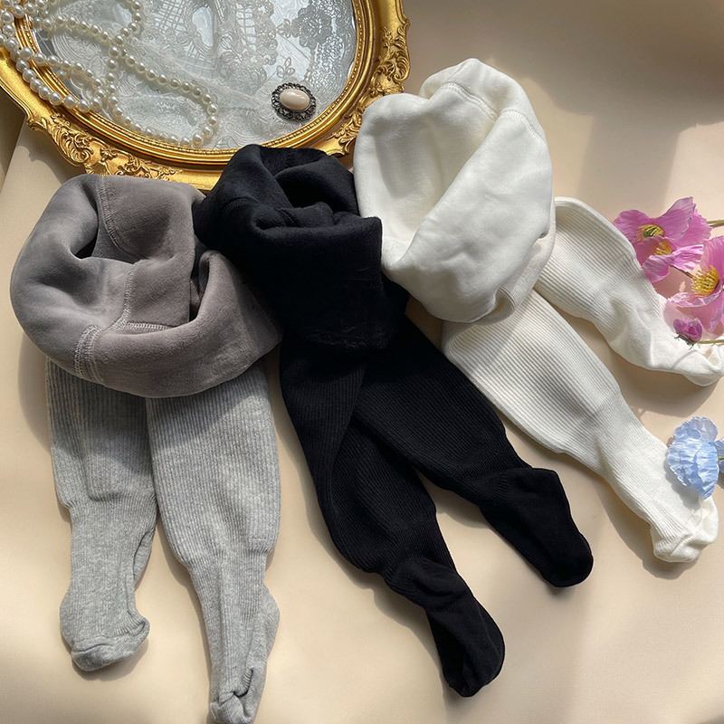 冬季新品基础小竖条加绒加厚女儿童宝宝学生打底连裤袜女