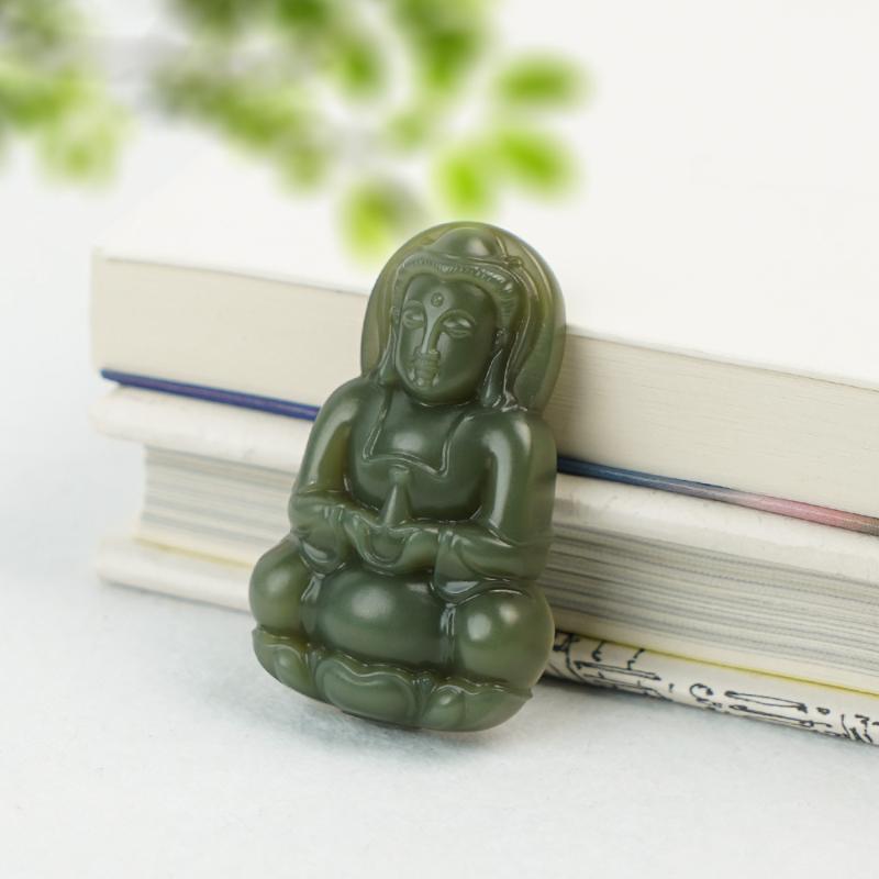 【香掌柜】和田玉金肉沙枣青观音（发一件）