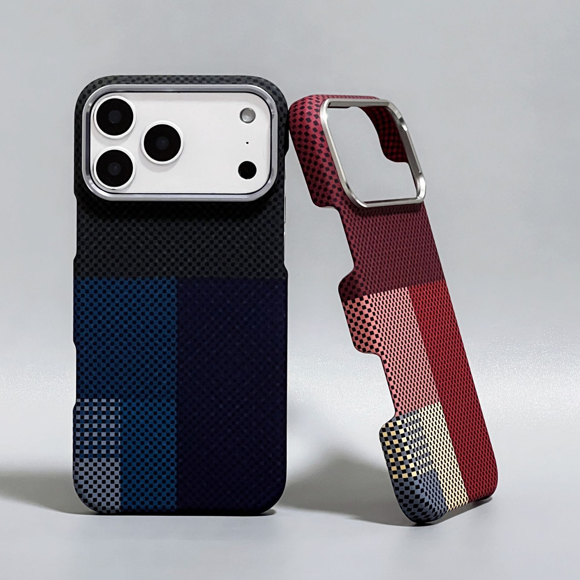 磨砂肤感凯夫拉适用iPhone17PROMAX拼色磁吸手机壳苹果16半包高级