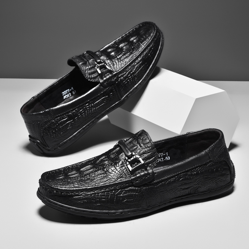 压纹豆豆鞋男时尚潮流一脚蹬懒人鞋韩版商务休闲男鞋夏季透气单鞋