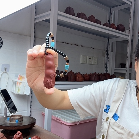 朱泥扁豆手把件手把件