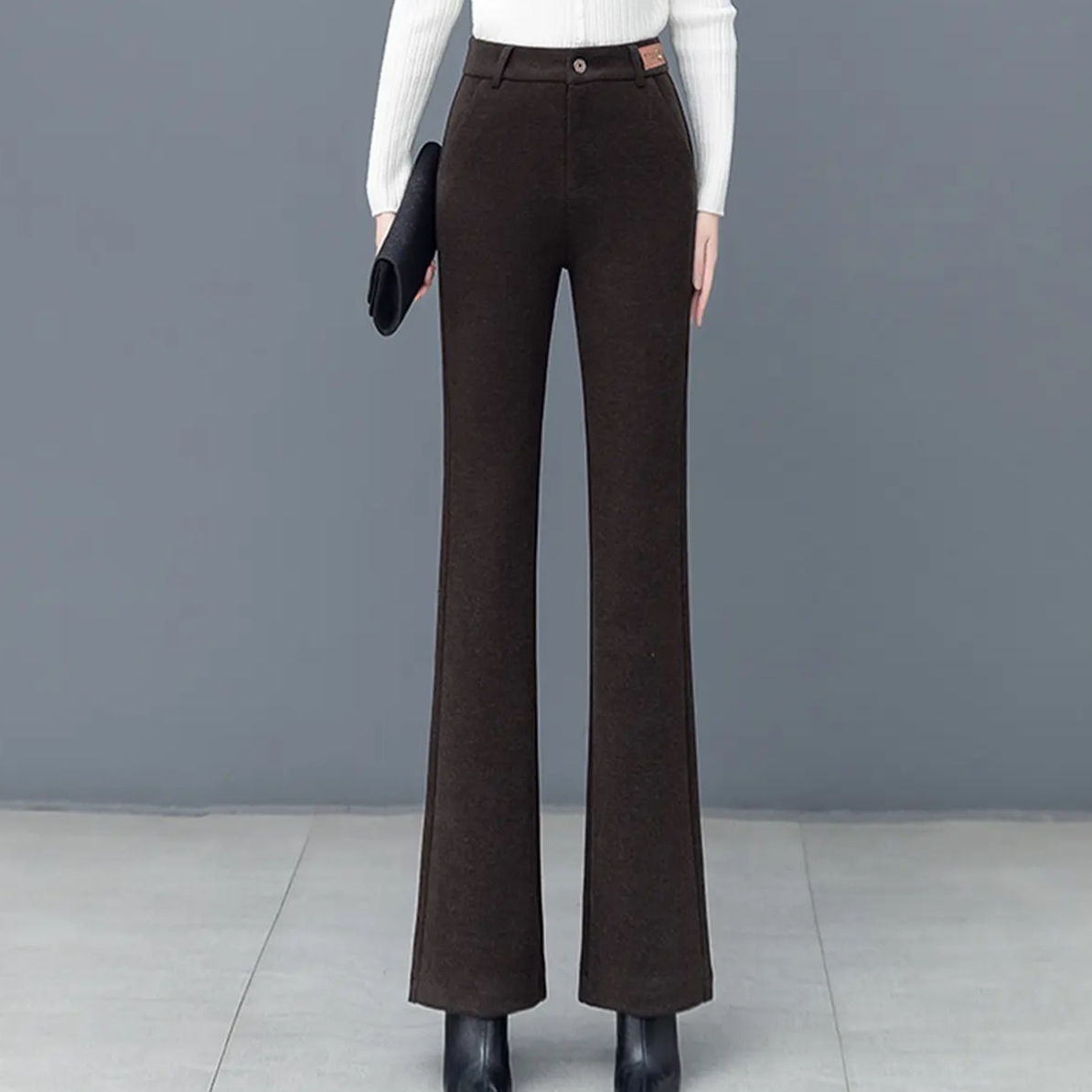 9912#【裤长约96】高腰微喇裤女宽松显瘦垂感百搭休闲直筒喇叭裤