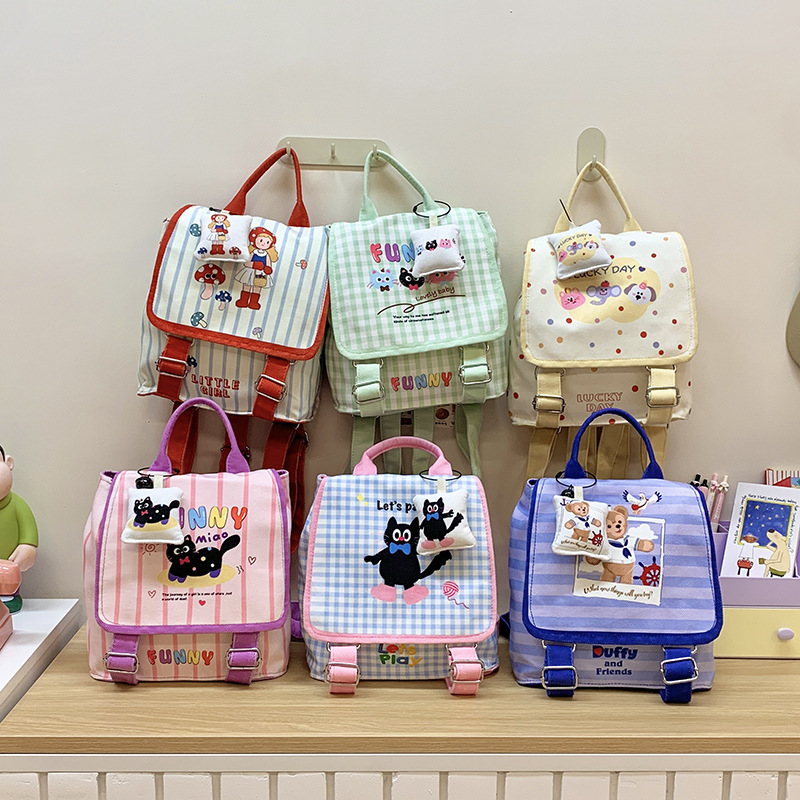 网红同款幼儿园双肩包卡通学院便携儿童背包书包大容量单肩包J