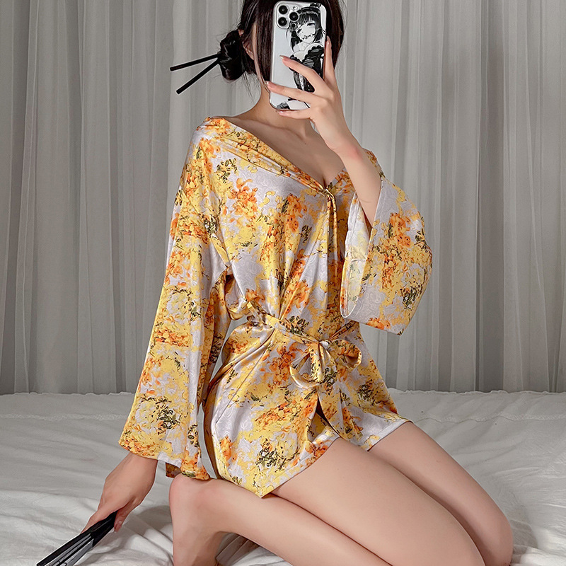 薄款透气气质家居服碎花性感春夏睡裙十分袖印花宽松