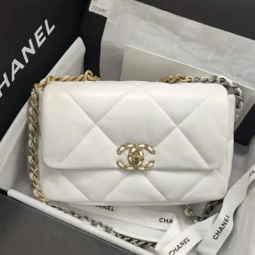 未使用 Chanel/香奈儿 白金19bag小号 23年芯片款 链条斜挎包