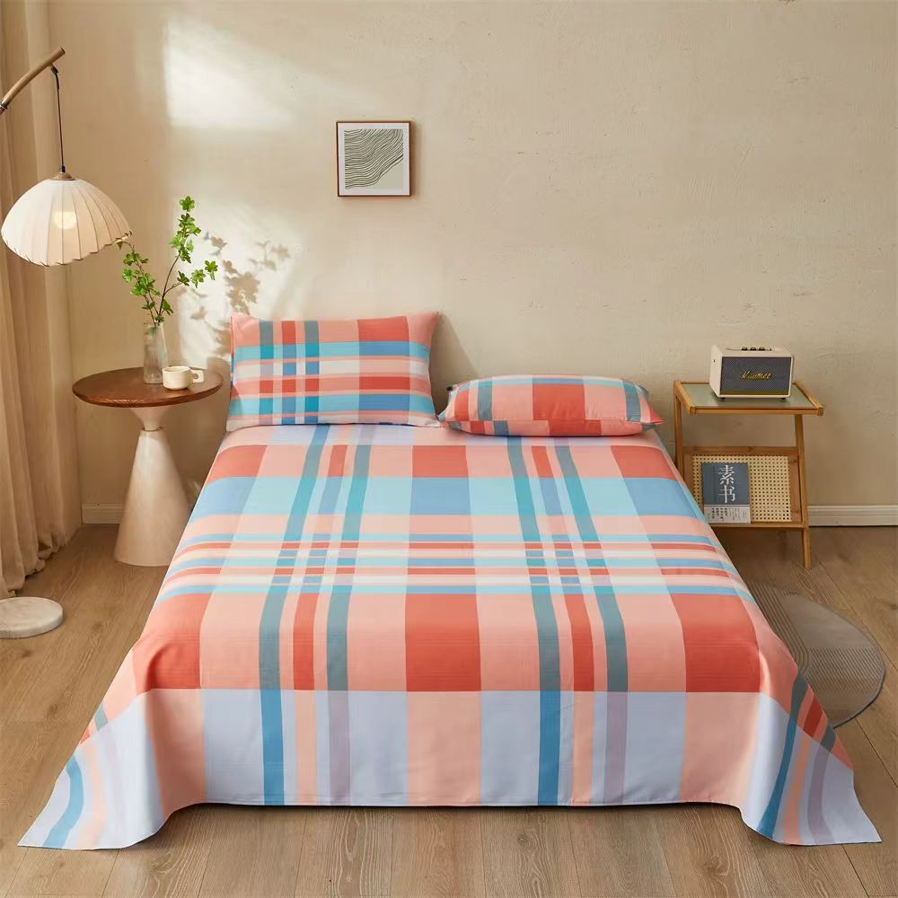 【单人床单】彩虹格 斜纹棉  加厚加大尺235*140布床印花