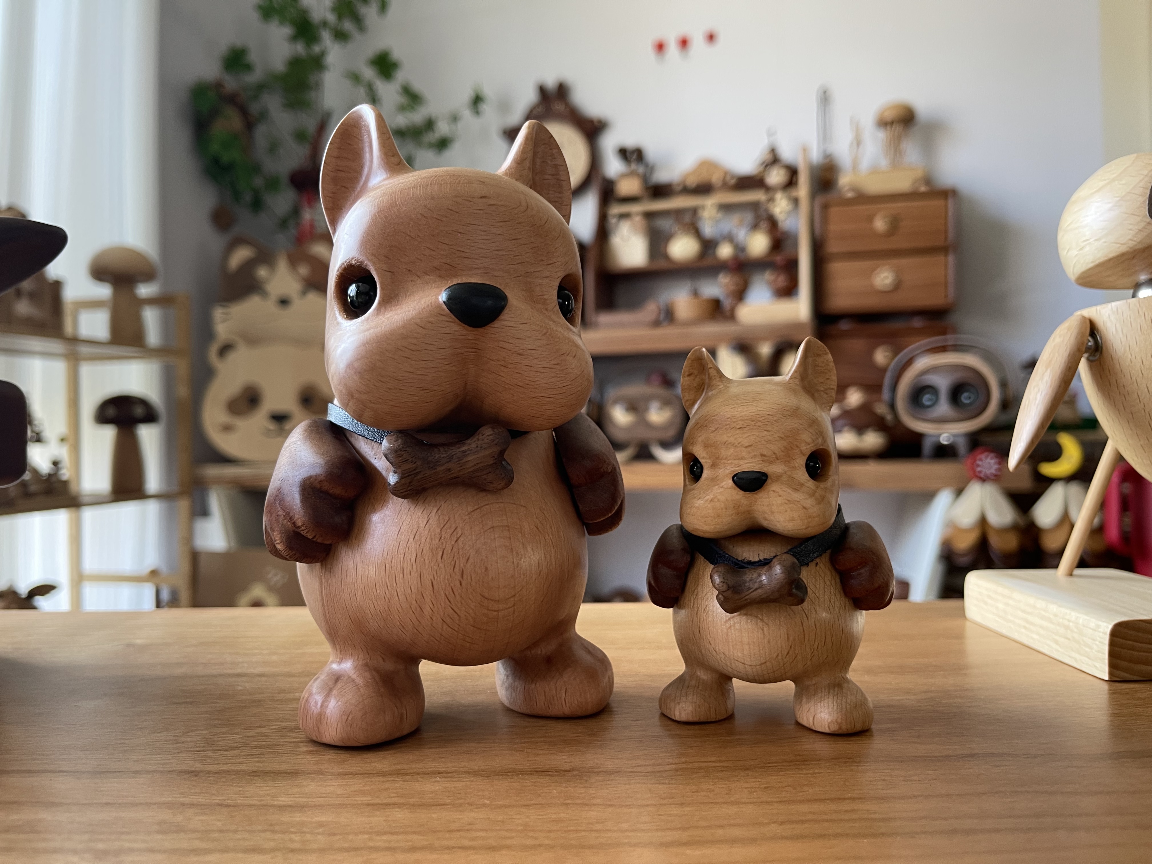 法斗实木桌面摆件 可爱 礼物