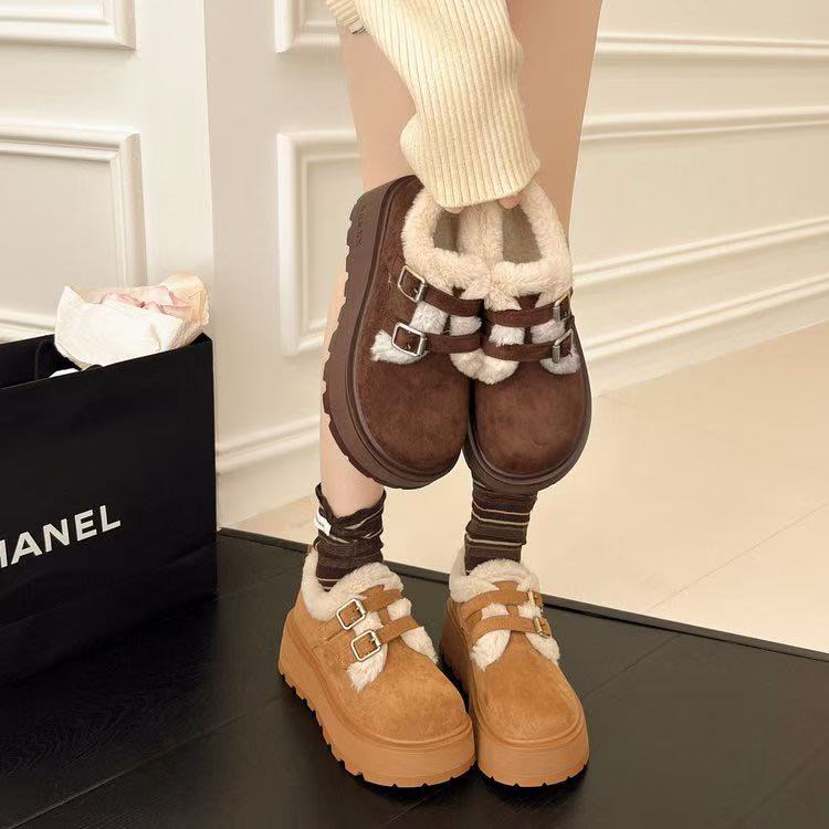 【迦迦】厚底增高雪地靴女冬季2025新款加绒加厚保暖皮毛一体棉鞋