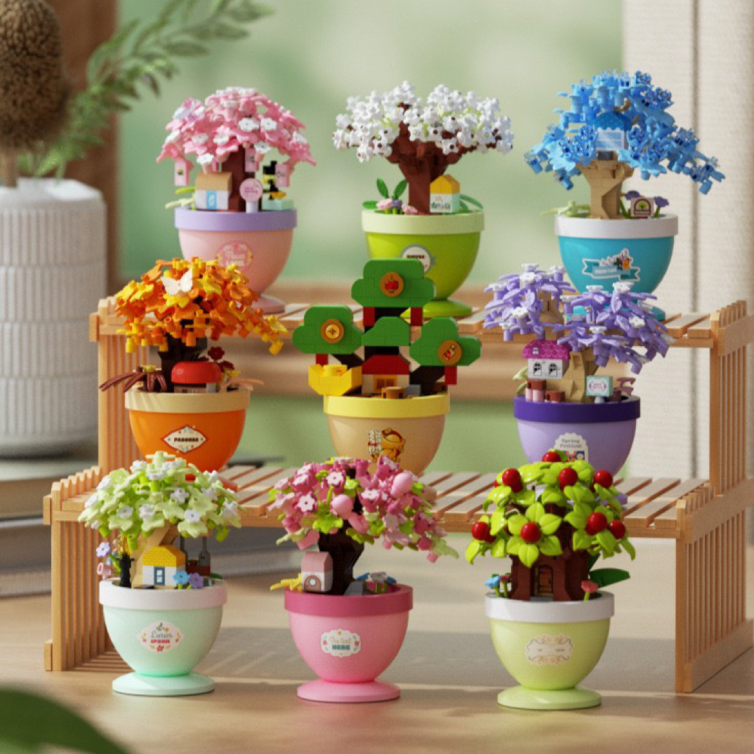 【5盒一换】森灵浮屿花盆栽微颗粒积木女孩拼装玩具摆件礼品