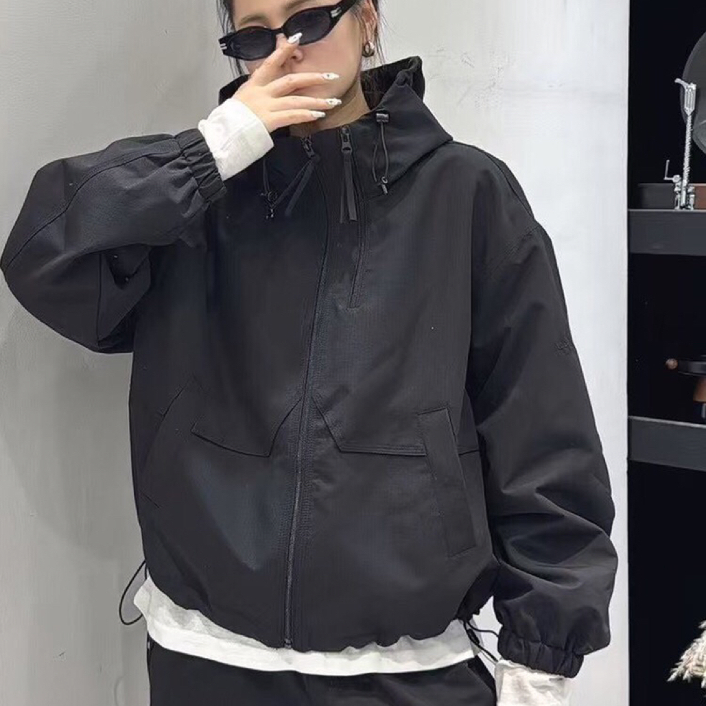 908秋季新款拉链运动宽松休闲冲锋衣外套百搭潮流帅气韩版连帽