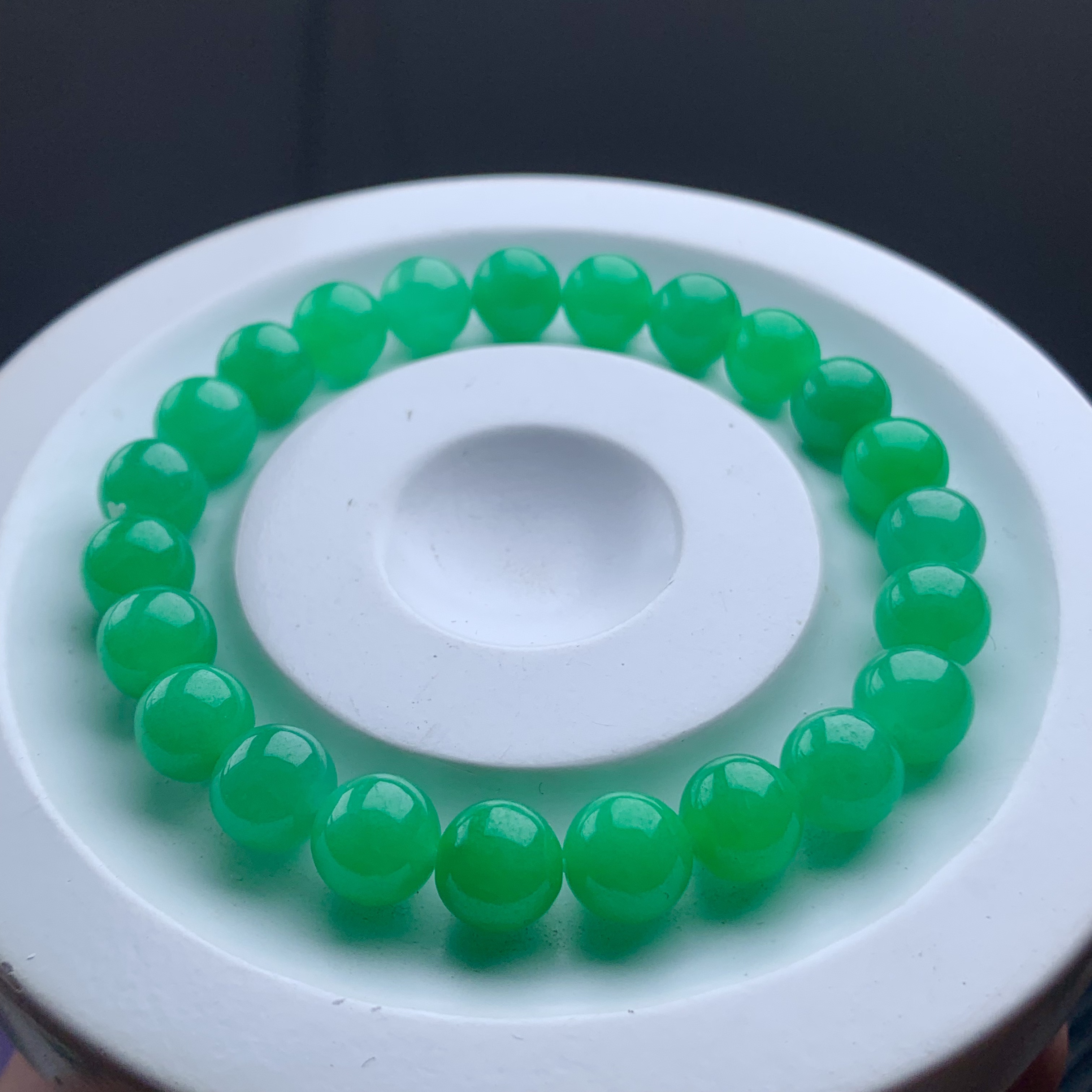 天然缅甸翡翠A货 卡8mm绿珠 多样性发货其1