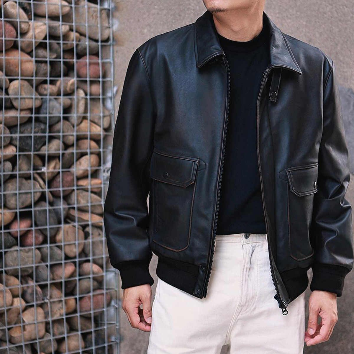 吉哥【皮衣】擦色皮衣时尚阔版经典皮夹克复古2025新款秋冬翻领