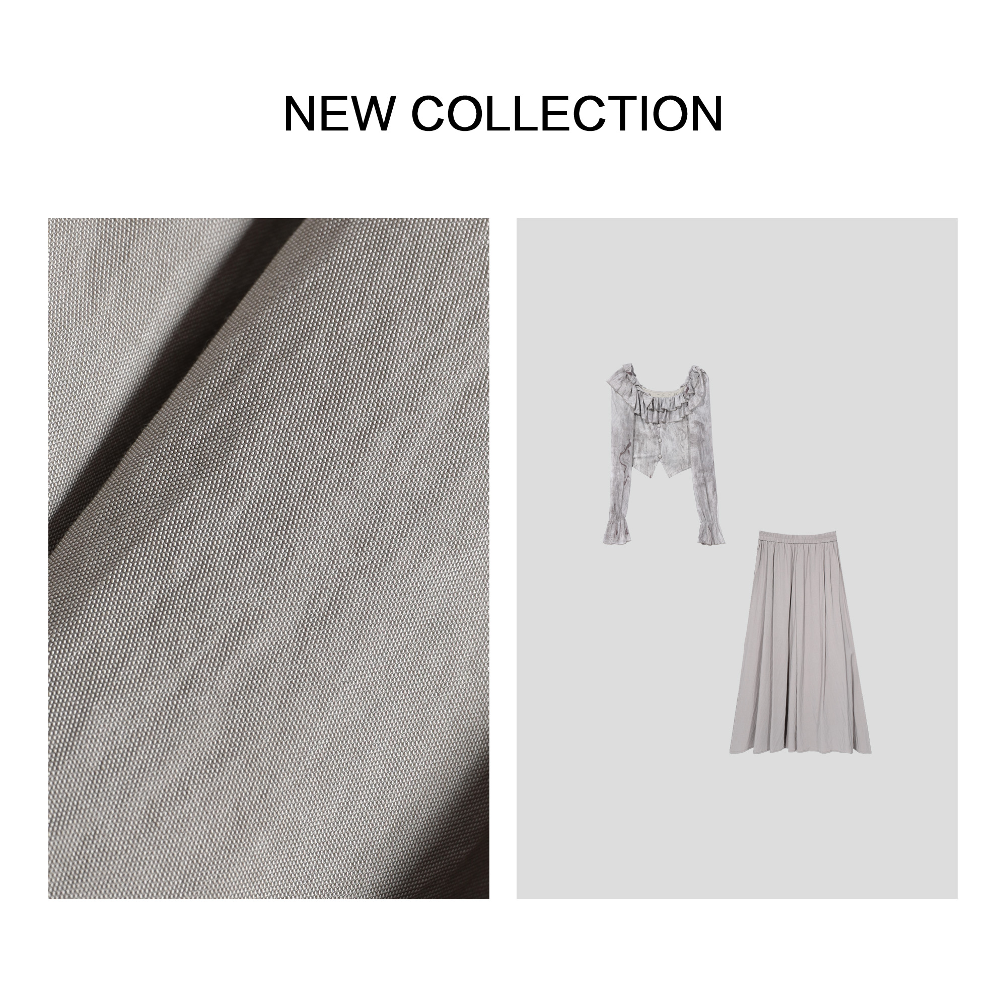 【芳芳专属】D3F28019蕾丝荷叶边上衣+垂感半裙-8019