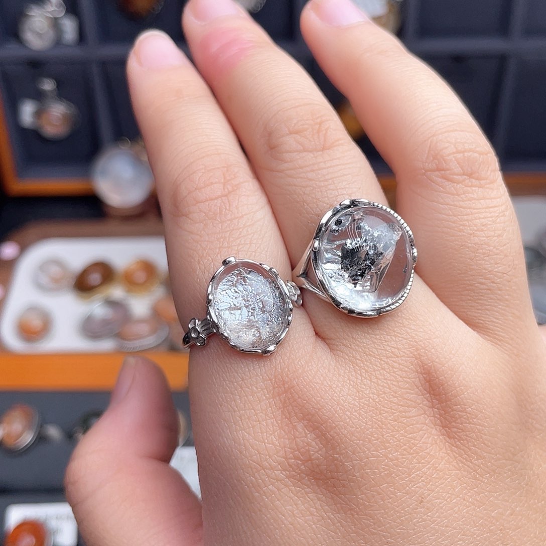 水晶戒指银S925镶嵌彬*