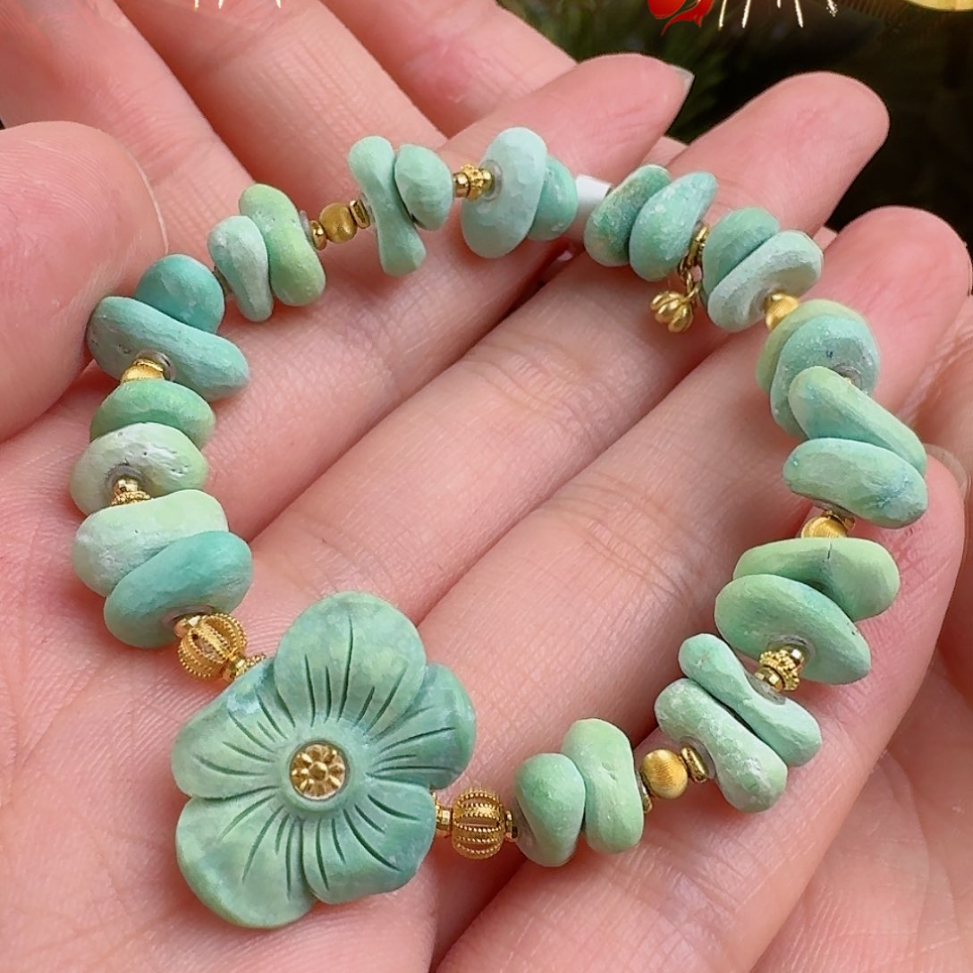 绿松石珠宝奇石18K金镶嵌
