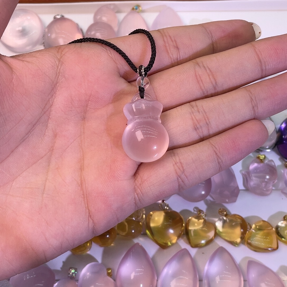 水晶颈饰未镶嵌粉水晶吊坠