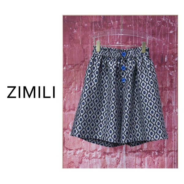 【亮哥女装】2025欧版透气银灰色花朵刺绣高腰时尚A字短裤9539-H3