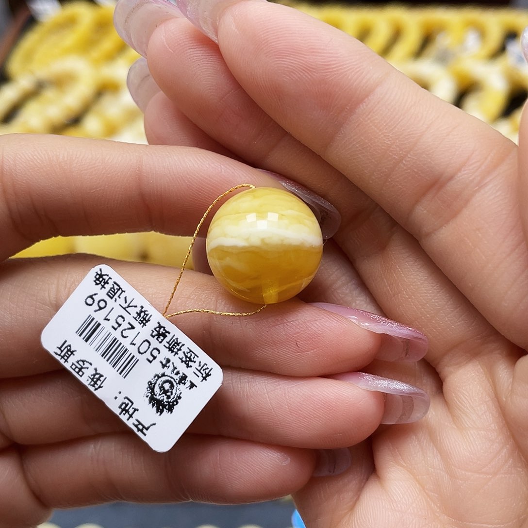 蜜蜡裸石未镶嵌圆珠16mm金沙