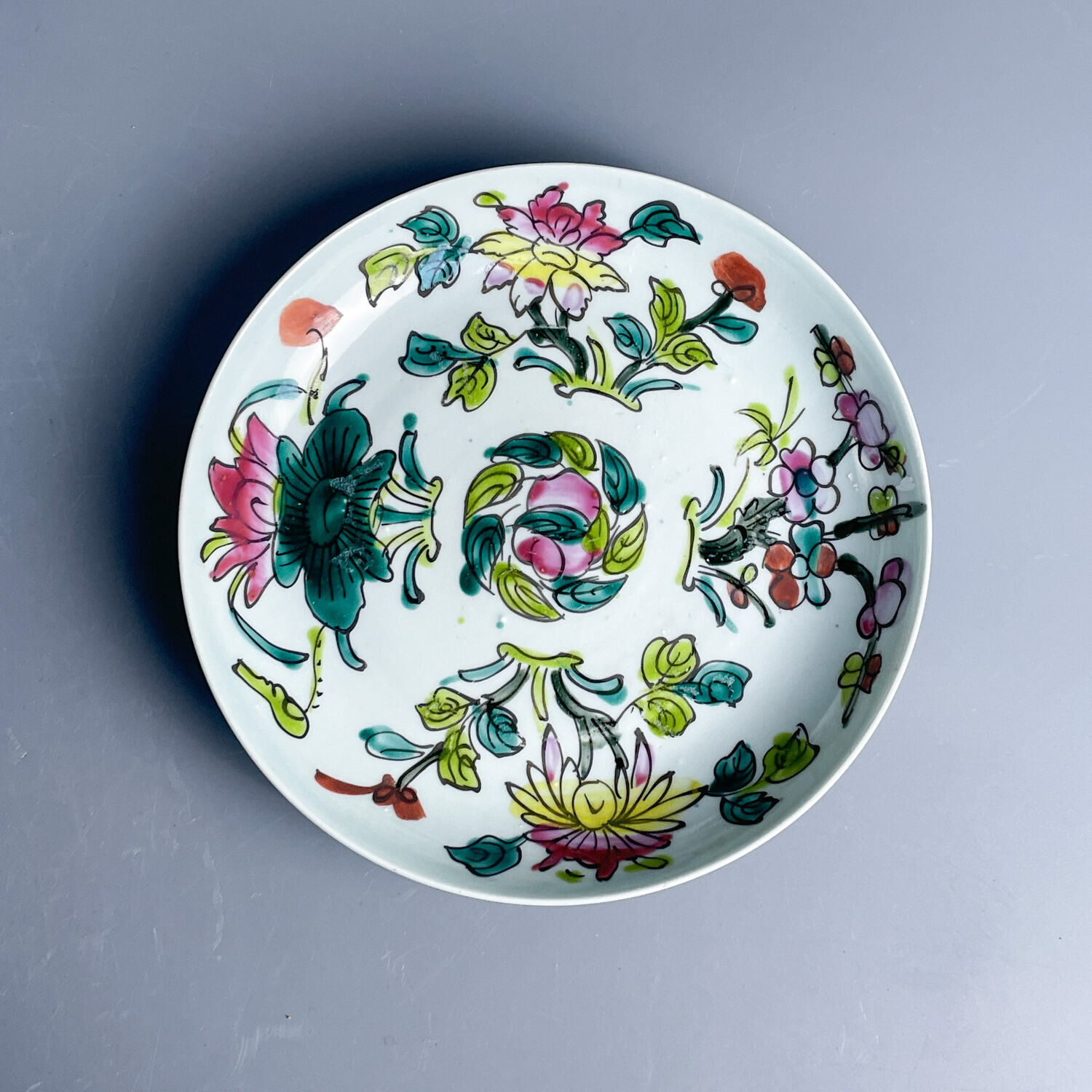 民国粉彩四季花卉纹盘-M25K6006F36-01