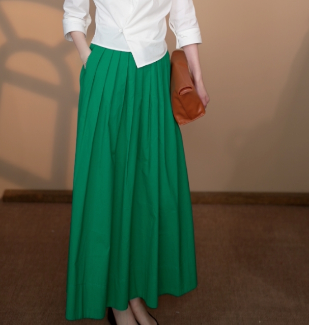 小井定制私服【南洲】新款绿色百褶大摆赫本裙J25W130