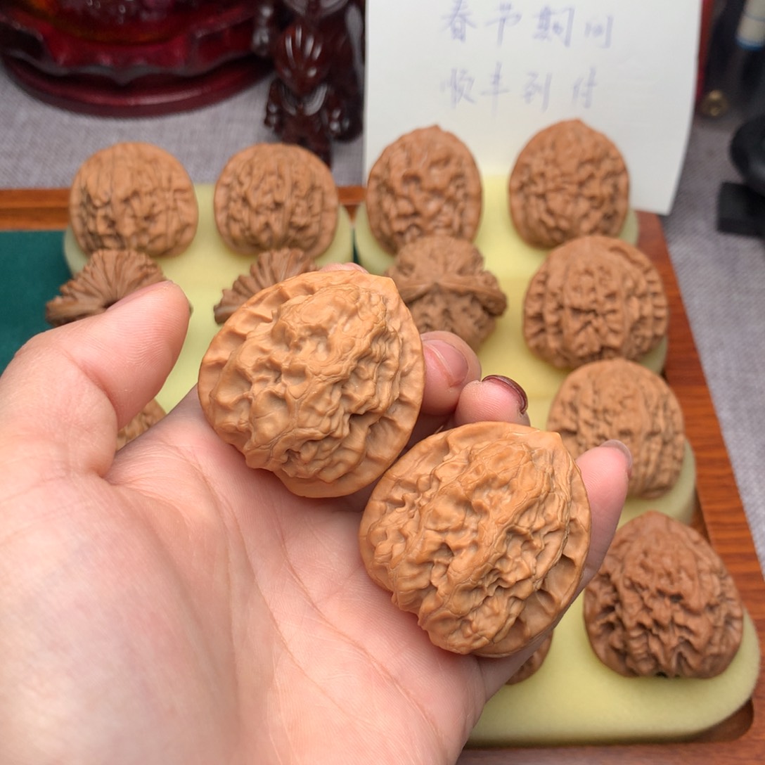 文玩核桃把件梨木台38.5