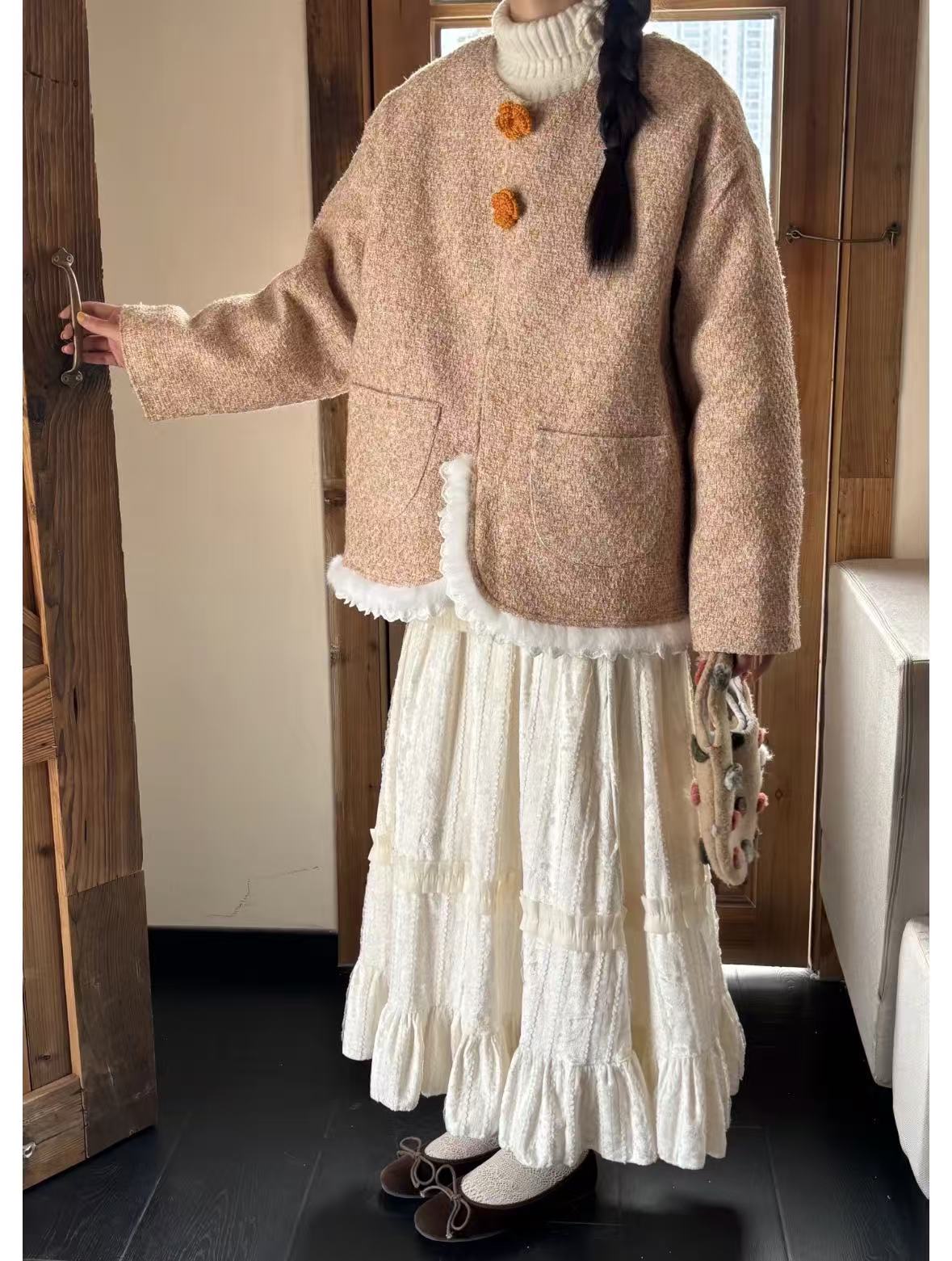 米多多 ZXW#3329#丝绒花边半裙