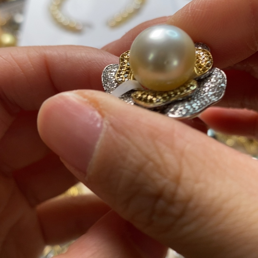 海水珍珠戒指银S925镶嵌