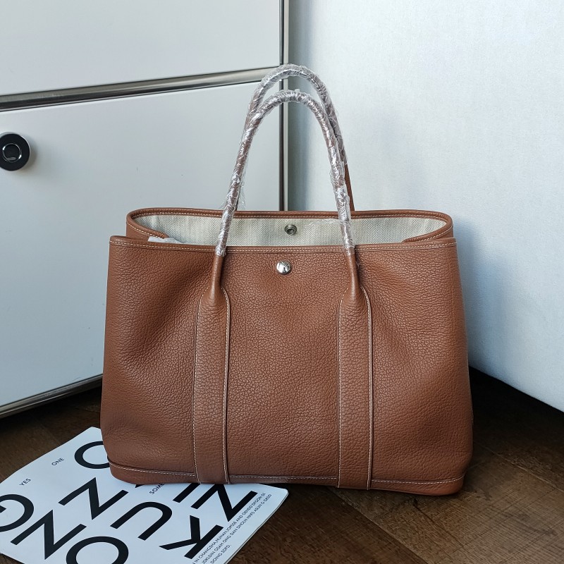 95新 Hermes/爱马仕 Azul- Garden Party 36金棕银扣花园包52483