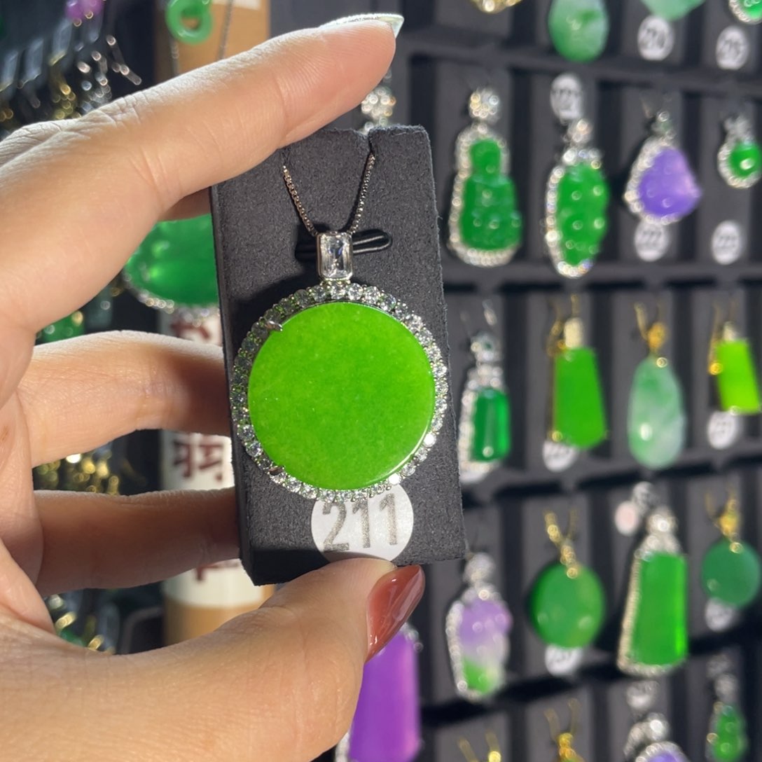 银S925镶嵌翡翠耳饰211