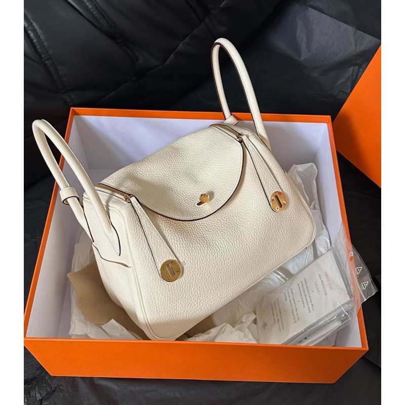 99新 Hermes/爱马仕 奶油白金扣lindy包26 U刻 14138931