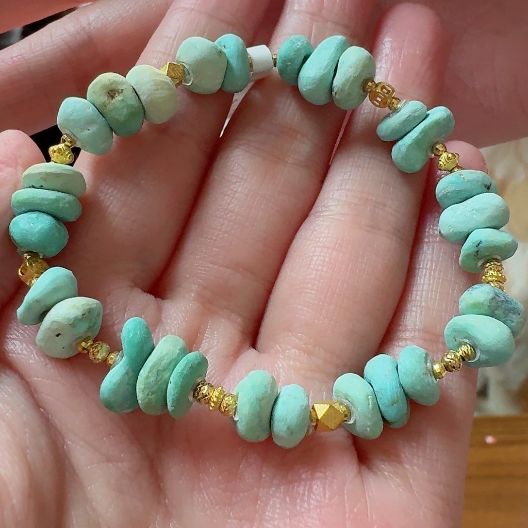 绿松石珠宝奇石18K金镶嵌