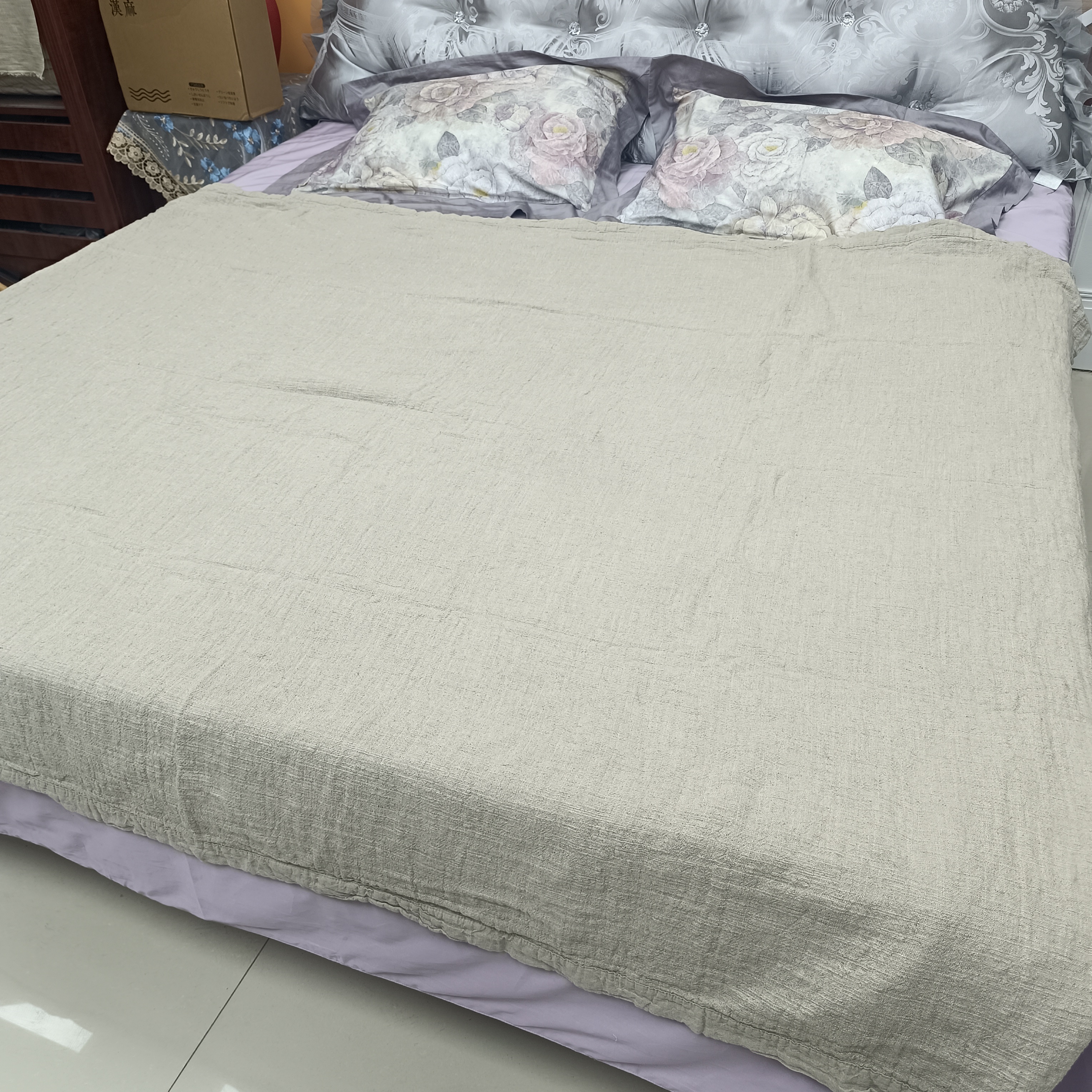 H203外贸尾单【汉麻双雨露】单人床单复合毯抑菌舒适亲肤透气盖毯