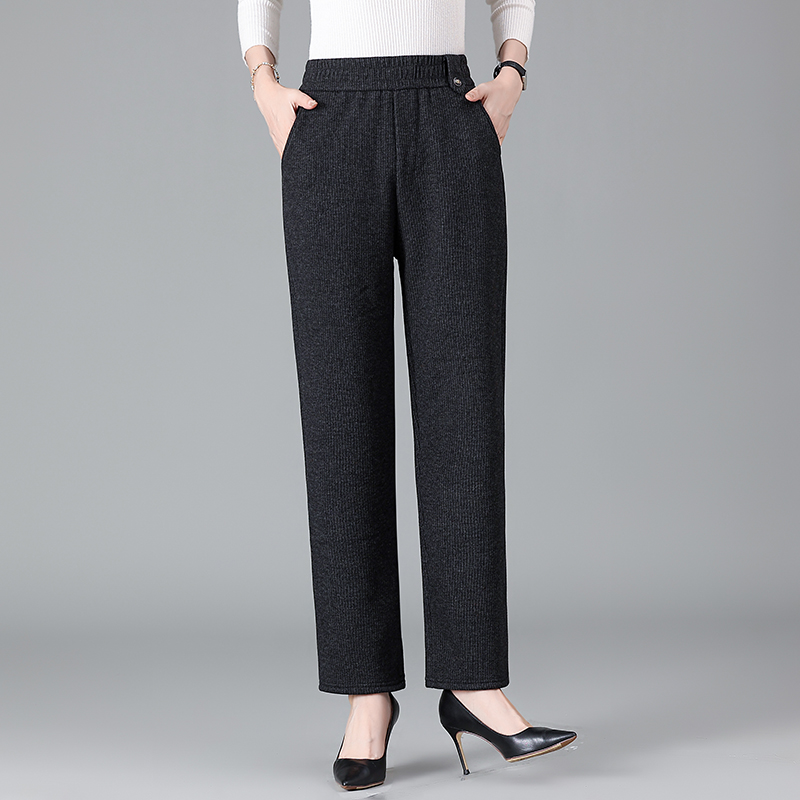 高档妈妈外裤子中老年人女裤中年女装松紧长裤女款直筒下装
