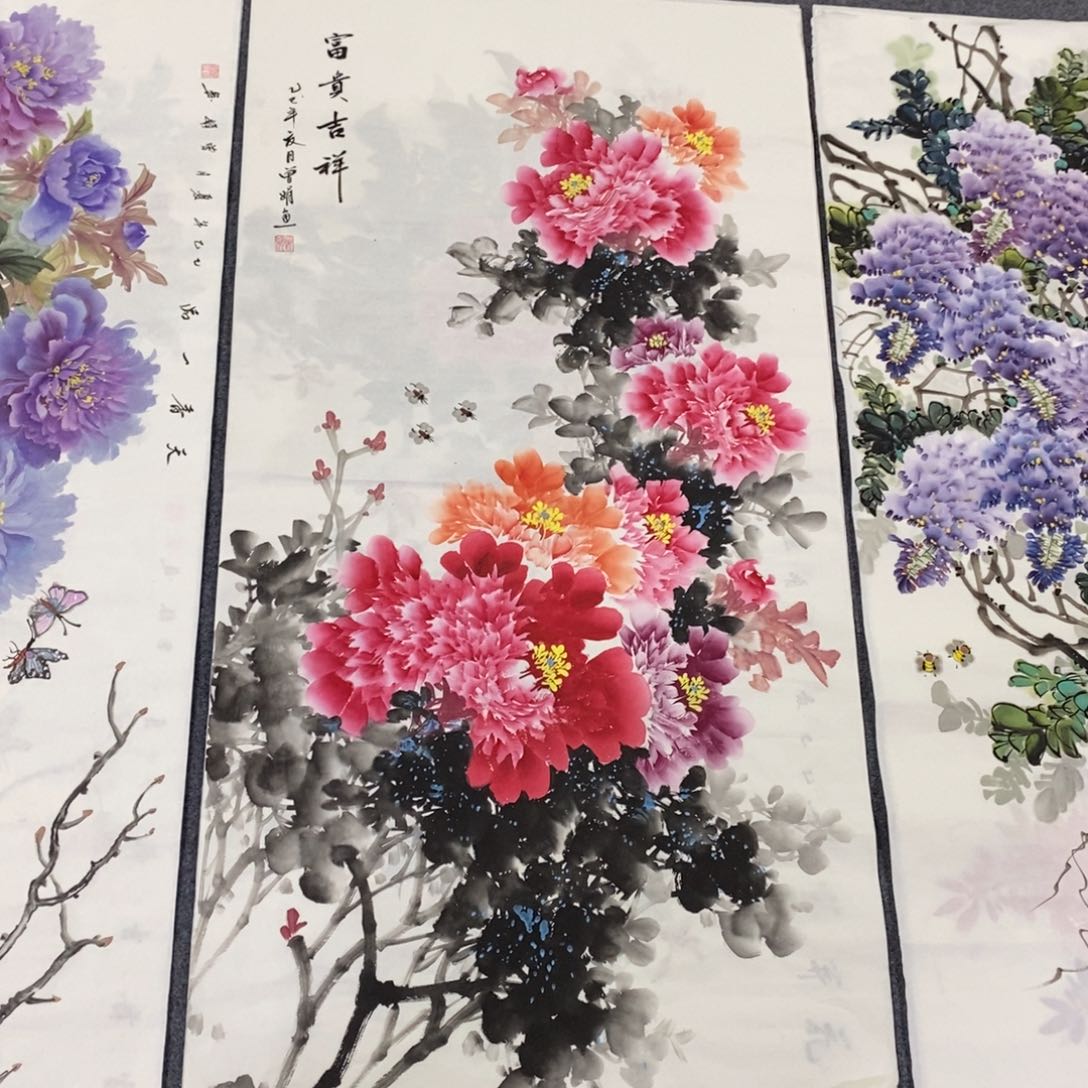国画尺寸140✖️70四尺精品手绘水墨牡丹