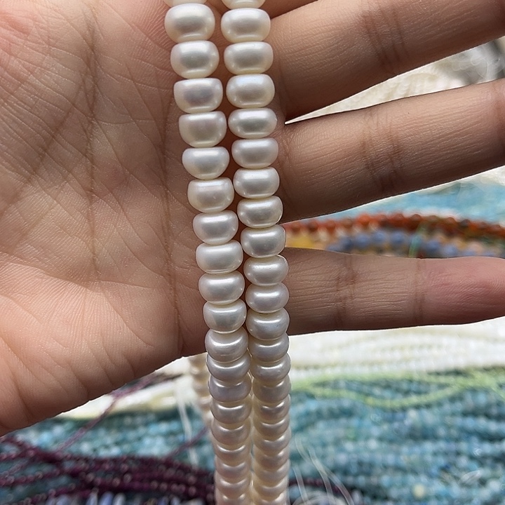 未镶嵌玛瑙/玉髓珠宝半成品9mm左右算盘珍珠（拍二发一）