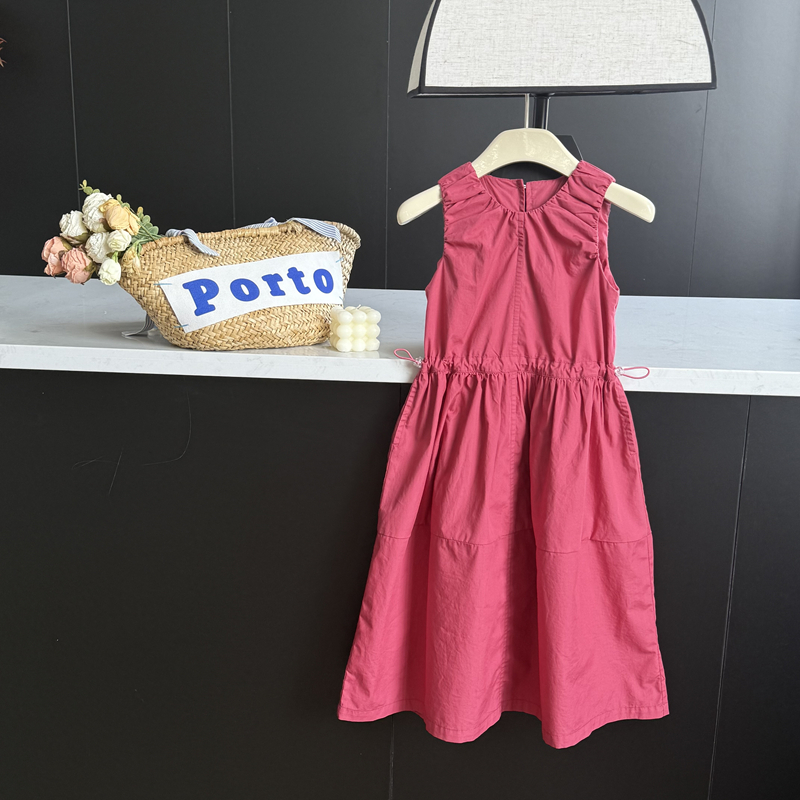 现货leomama【人间火龙果】女童裙子夏季儿童无袖背心裙洋气连衣裙