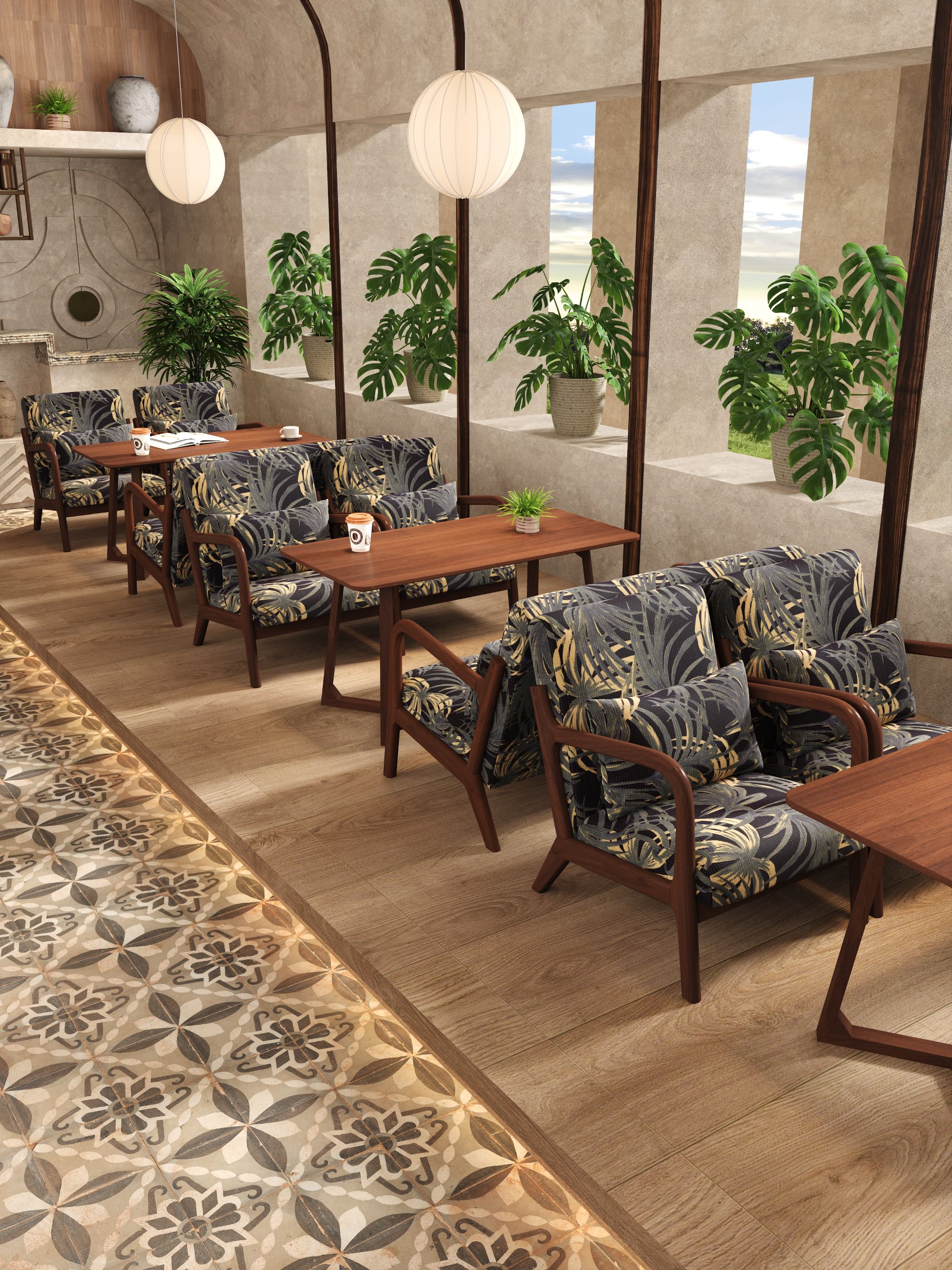 组合咖啡厅桌椅奶茶店中古风餐饮休闲桌椅组合甜品店酒店民宿桌椅