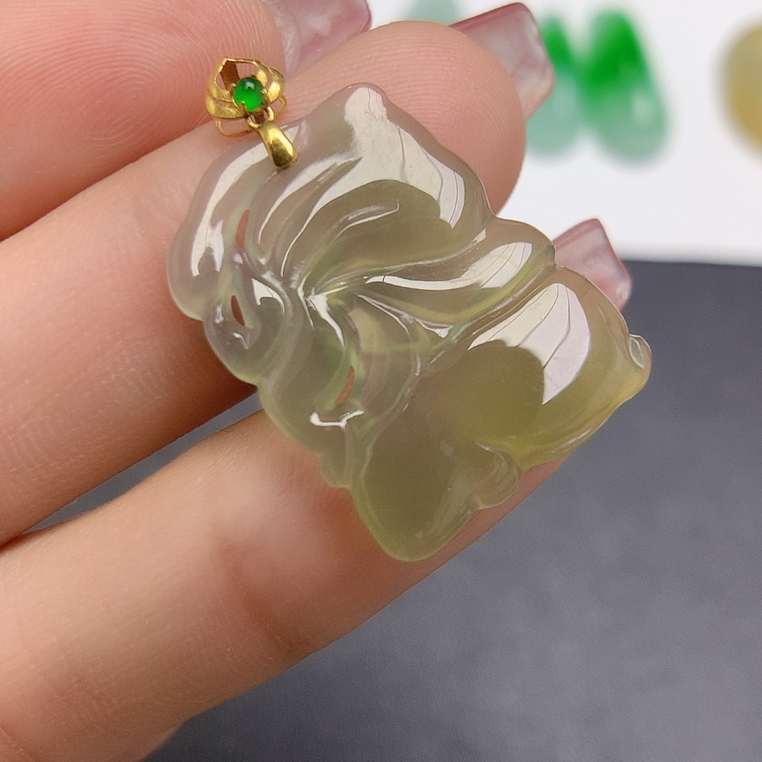 翡翠颈饰18K金镶嵌花仙子