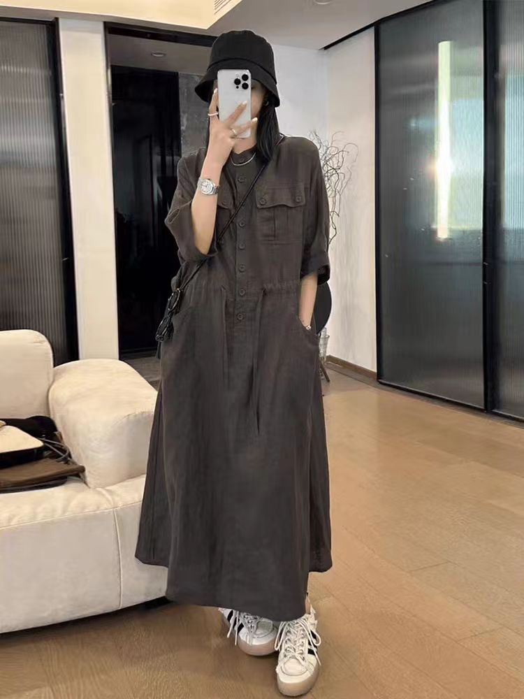 拾光家七分袖连衣裙4047