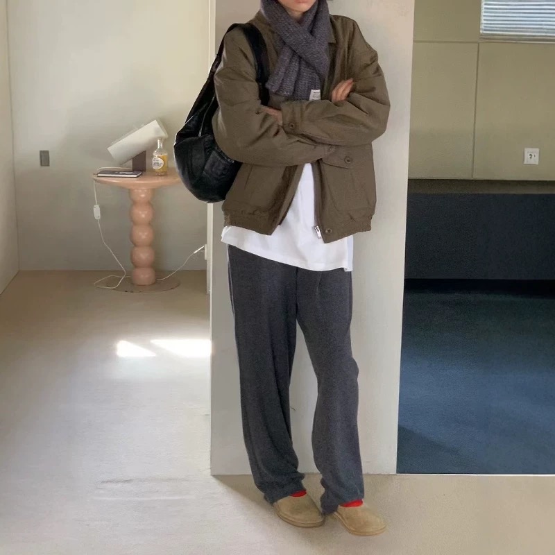 8822 GZD2东大门经典百搭松紧腰宽松裤子