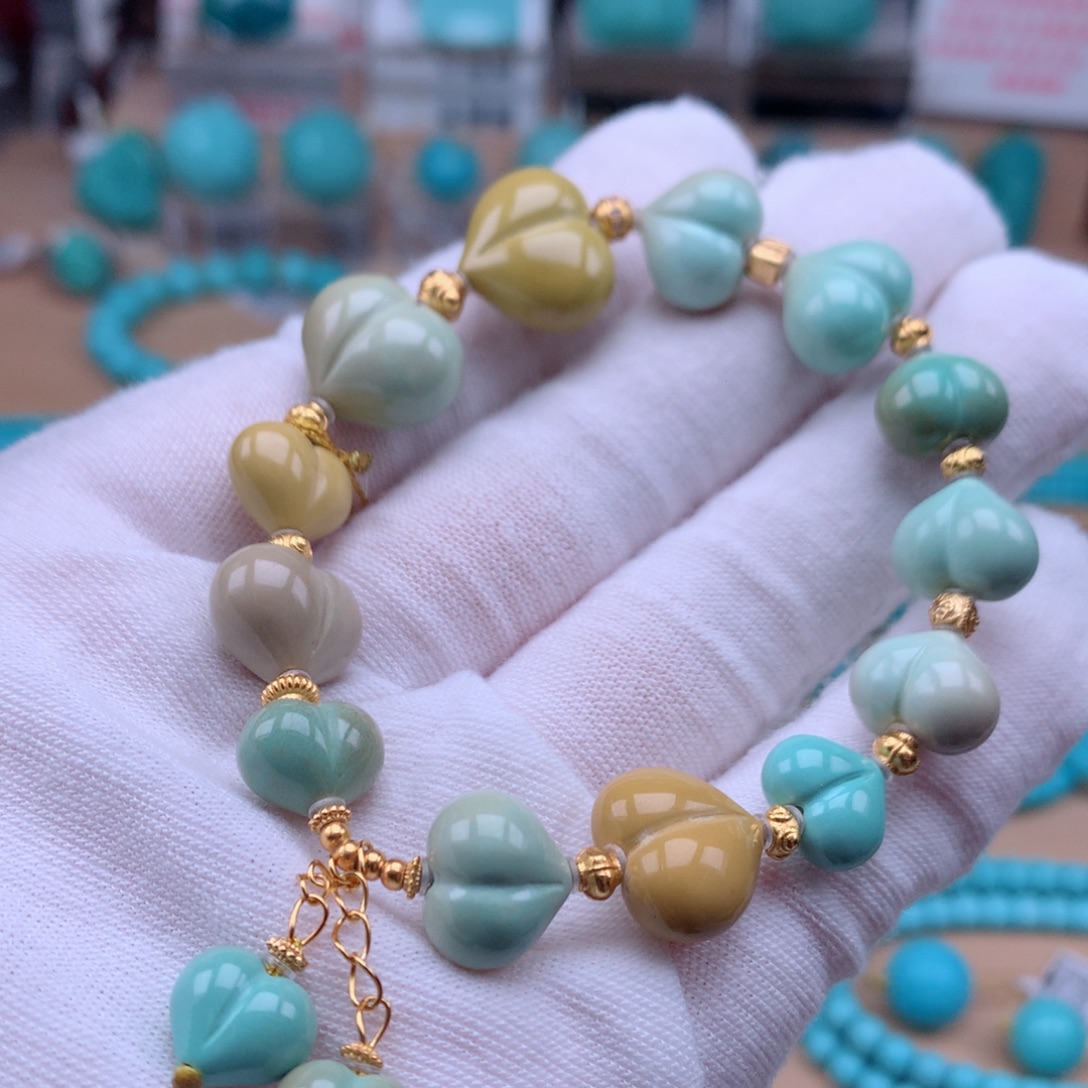 绿松石银S925镀金镶嵌珠宝奇石