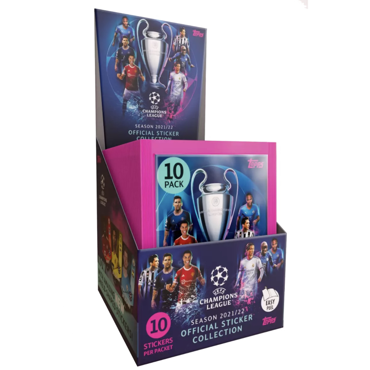 【拆盒】 Topps 21/22 欧冠足球贴纸盲盒寻新秀 C罗梅西等 顺丰包邮