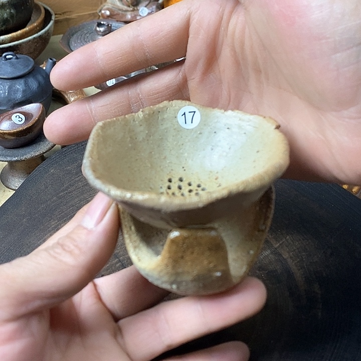 杯手工粗陶、柴烧茶器