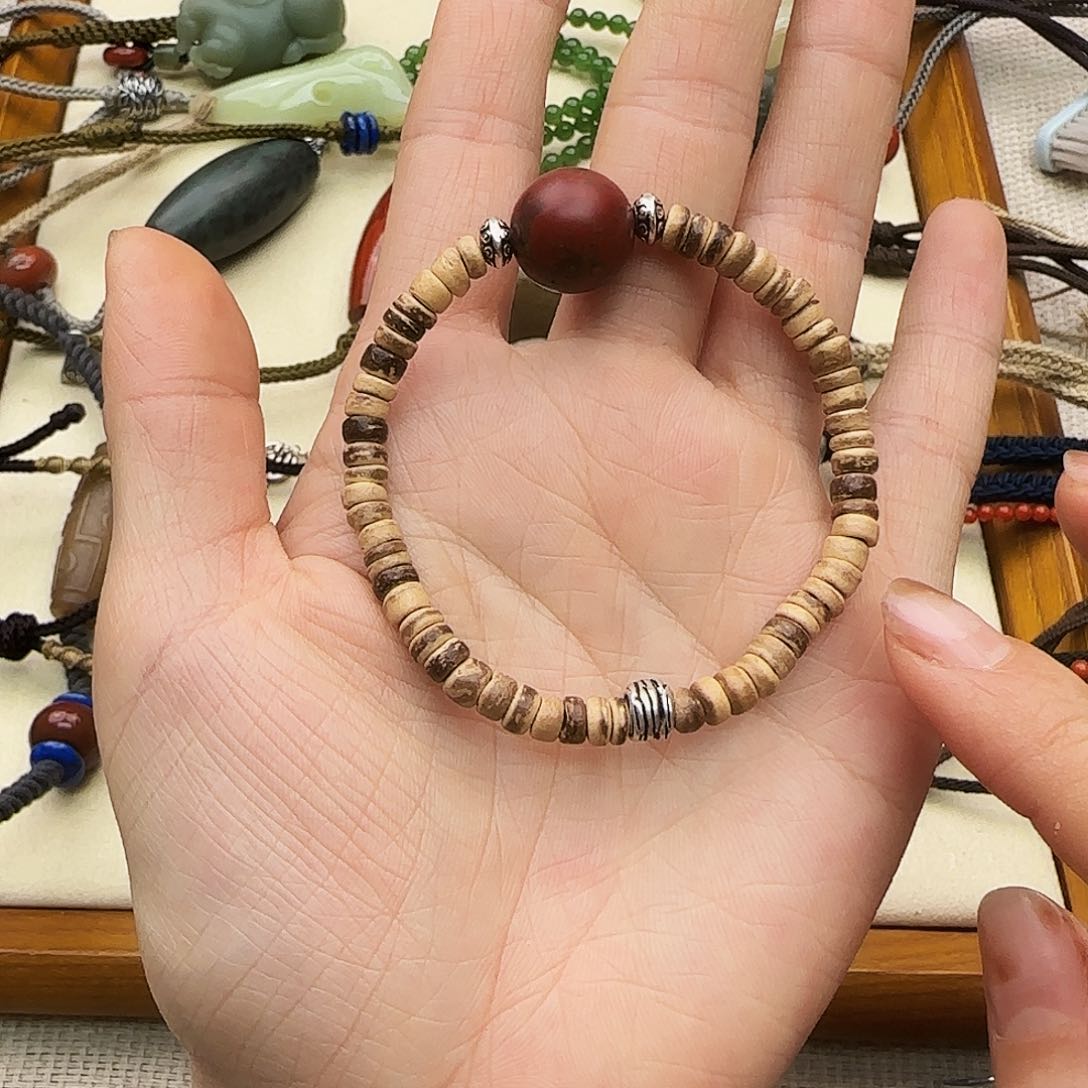 和田玉（碧玉）手链未镶嵌闺*